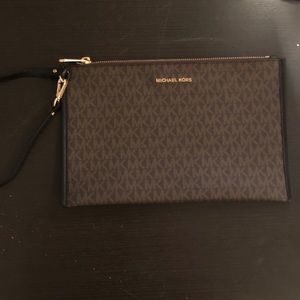 Michel Kors Brown logo wristlet